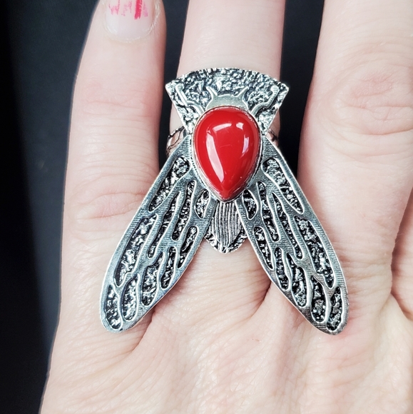 New Coral Flying Insect Silver Ring. - Picture 2 of 14